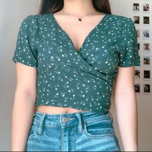 rare green brandy melville wrap top